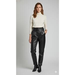 Vtge Toffs leather pants Black sz 6 80's/90's High waist(Paper bag) EUC Clean.